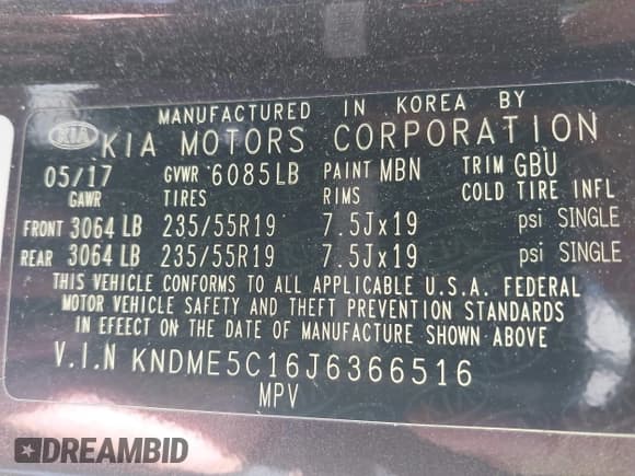 ✅ 2018 Kia Sedona SX-L • VIN: KNDME5C16J6366516 • Lot: 42032932. Listed on IAAI with 57,331 mi. Free auction sales archive from the USA and detailed vehicle history report at DreamBid. Image 9.