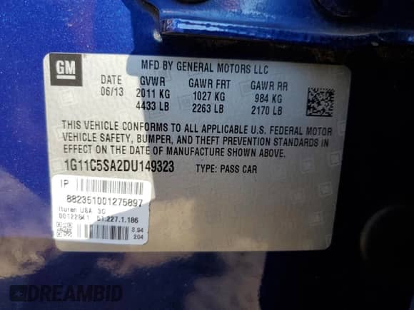 ✅ 2013 Chevrolet Malibu LT • VIN: 1G11C5SA2DU149323 • Lot: 82402225. Wystawiony na Copart z przebiegiem 258 783 mil. Bezpłatny archiwum sprzedaży aukcyjnych z USA i szczegółowy raport historii pojazdu na DreamBid. Zdjęcie 12.