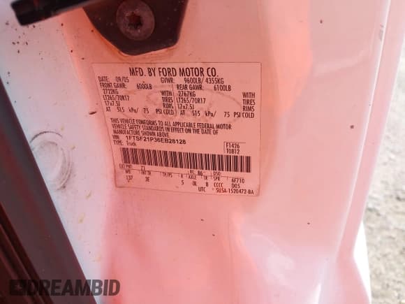 ✅ 2006 Ford F-250 XL • VIN: 1FTSF21P36EB28128 • Lot: 42612563. Listed on IAAI with Not provided. Free auction sales archive from the USA and detailed vehicle history report at DreamBid. Image 9.