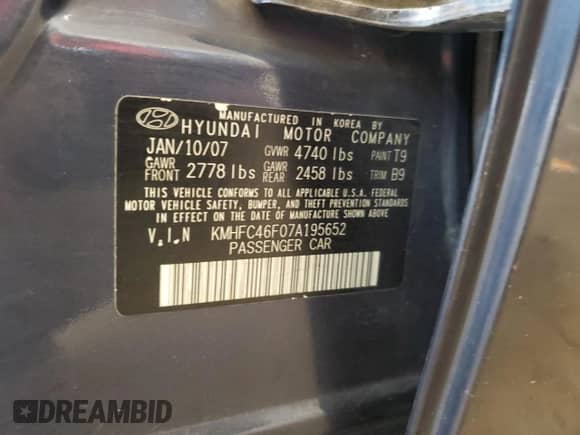 2007 Hyundai Azera SE с VIN KMHFC46F07A195652, выставлен на аукционе Copart как лот 62134205 с пробегом 149 510 миль миль и Списание • Salvage title. История ставок и продаж доступна на DreamBid. Изображение 12.