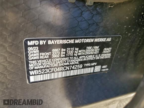 ✅ 2024 BMW iX xDrive50 • VIN: WB523CF04RCN74259 • Lot: 96496275. Wystawiony na Copart z przebiegiem 17 068 mil. Bezpłatny archiwum sprzedaży aukcyjnych z USA i szczegółowy raport historii pojazdu na DreamBid. Zdjęcie 13.