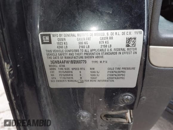 ✅ 2011 Chevrolet HHR LS • VIN: 3GNBAAFW1BS560779 • Lot: 41590007. Listed on IAAI with 209,181 mi. Free auction sales archive from the USA and detailed vehicle history report at DreamBid. Image 9.