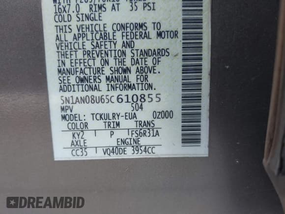 ✅ 2005 Nissan Xterra S • VIN: 5N1AN08U65C610855 • Lot: 41844732. Listed on IAAI with 209,939 mi. Free auction sales archive from the USA and detailed vehicle history report at DreamBid. Image 9.