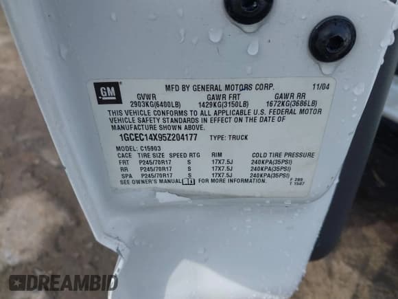✅ 2005 Chevrolet Silverado 1500 Work Truck • VIN: 1GCEC14X95Z204177 • Лот: 41875984. Опубликован ранее на IAAI с пробегом 183 788 миль. Бесплатный доступ к архиву аукционных продаж из США и подробный отчёт об истории автомобиля на DreamBid. Изображение 9.