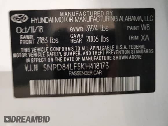 ✅ 2019 Hyundai Elantra SEL • VIN: 5NPD84LF5KH418173 • Лот: 85333065. Опубликован ранее на Copart с пробегом 70 534 миль. Бесплатный доступ к архиву аукционных продаж из США и подробный отчёт об истории автомобиля на DreamBid. Изображение 12.