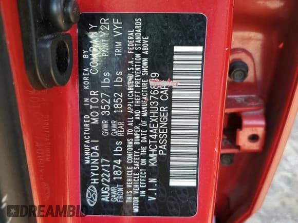 ✅ 2017 Hyundai Accent SE • VIN: KMHCT4AEXHU376839 • Лот: 73745594. Опубликован ранее на Copart с пробегом 43 408 миль. Бесплатный доступ к архиву аукционных продаж из США и подробный отчёт об истории автомобиля на DreamBid. Изображение 13.