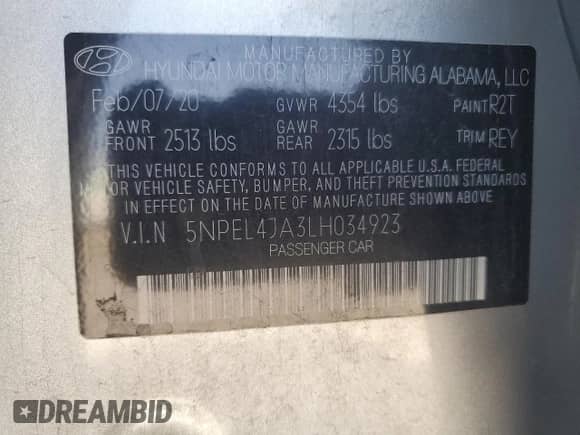 ✅ 2020 Hyundai Sonata SEL • VIN: 5NPEL4JA3LH034923 • Lot: 67954425. Wystawiony na Copart z przebiegiem 98 911 mil. Bezpłatny archiwum sprzedaży aukcyjnych z USA i szczegółowy raport historii pojazdu na DreamBid. Zdjęcie 12.