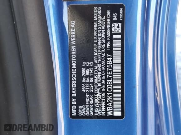 ✅ 2020 BMW 2 Series 230i xDrive • VIN: WBA2K1C08L7E75847 • Lot: 44689825. Listed on Copart with 59,678 mi. Free auction sales archive from the USA and detailed vehicle history report at DreamBid. Image 12.