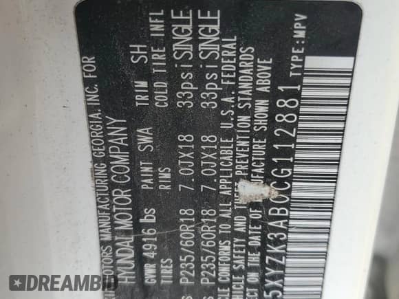 2012 Hyundai Santa Fe Limited с VIN 5XYZK3AB0CG112881, выставлен на аукционе Copart как лот 70309904 с пробегом 172 311 миль миль и Списание • Salvage title. История ставок и продаж доступна на DreamBid. Изображение 13.