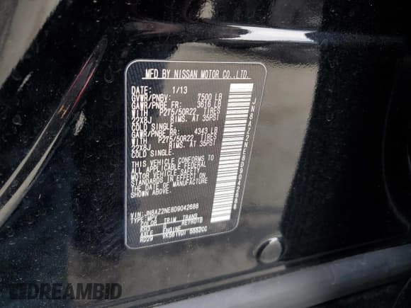 ✅ 2013 Infiniti QX56 • VIN: JN8AZ2NE8D9042688 • Lot: 50520505. Listed on Copart with 88,145 mi. Free auction sales archive from the USA and detailed vehicle history report at DreamBid. Image 13.