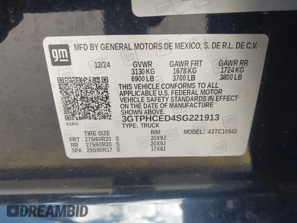 ✅ 2025 GMC Sierra 1500 Elevation • VIN: 3GTPHCED4SG221913 • Lot: 43223991. Listed on IAAI with 11,863 mi. Free auction sales archive from the USA and detailed vehicle history report at DreamBid. Image 9.