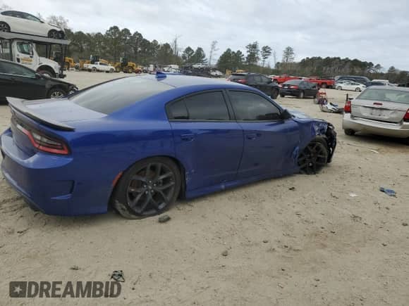 2022 Dodge Charger R/T with VIN 2C3CDXCTXNH153394, listed as a Copart auction lot 47682344 with 38,858 mi miles and Salvage title. Bid and sale history available at DreamBid. Image 3.