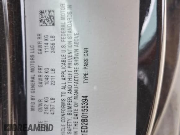 ✅ 2011 Cadillac CTS Premium • VIN: 1G6DP1ED2B0155394 • Lot: 43266995. Listed on Copart with 102,912 mi. Free auction sales archive from the USA and detailed vehicle history report at DreamBid. Image 12.