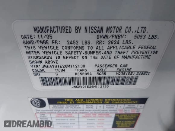 ✅ 2006 Infiniti M • VIN: JNKAY01E26M112130 • Lot: 41603678. Listed on IAAI with 98,194 mi. Free auction sales archive from the USA and detailed vehicle history report at DreamBid. Image 9.