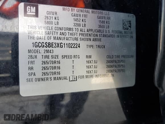 ✅ 2016 Chevrolet Colorado 2WD WT • VIN: 1GCGSBE3XG1102224 • Лот: 70956884. Опубликован ранее на Copart с пробегом 138 332 миль. Бесплатный доступ к архиву аукционных продаж из США и подробный отчёт об истории автомобиля на DreamBid. Изображение 13.