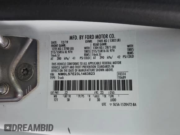 ✅ 2020 Ford Transit Connect XL • VIN: NM0LS7E23L1463823 • Lot: 56639835. Listed on Copart with 66,096 mi. Free auction sales archive from the USA and detailed vehicle history report at DreamBid. Image 13.