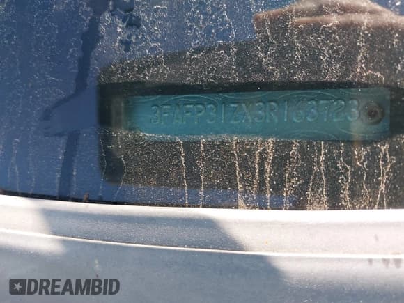 ✅ 2003 Ford Focus ZX3 • VIN: 3FAFP31ZX3R163723 • Lot: 41866542. Listed on IAAI with 83,370 mi. Free auction sales archive from the USA and detailed vehicle history report at DreamBid. Image 9.