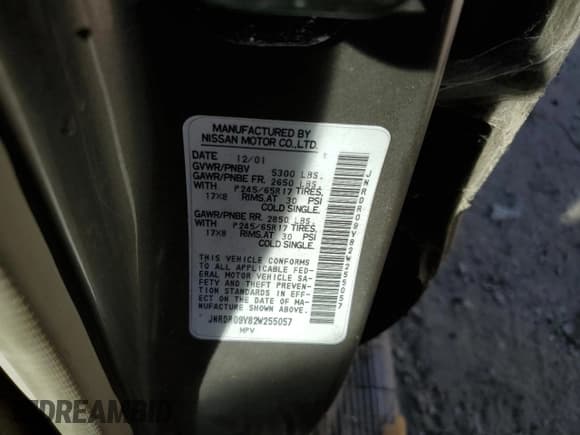 ✅ 2002 Infiniti QX4 Luxury • VIN: JNRDR09Y82W255057 • Lot: 91605225. Wystawiony na Copart z przebiegiem 177 754 mil. Bezpłatny archiwum sprzedaży aukcyjnych z USA i szczegółowy raport historii pojazdu na DreamBid. Zdjęcie 13.