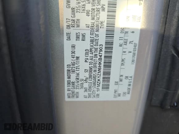 ✅ 2017 Ford Transit XL • VIN: 1FMZK1ZM6HKB47903 • Lot: 85955475. Wystawiony na Copart z przebiegiem 234 921 mil. Bezpłatny archiwum sprzedaży aukcyjnych z USA i szczegółowy raport historii pojazdu na DreamBid. Zdjęcie 10.