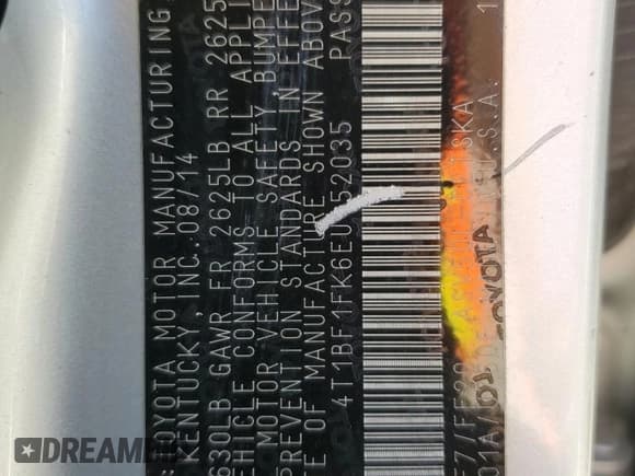 ✅ 2014 Toyota Camry LE • VIN: 4T1BF1FK6EU452035 • Lot: 80829835. Listed on Copart with 172,760 mi. Free auction sales archive from the USA and detailed vehicle history report at DreamBid. Image 12.