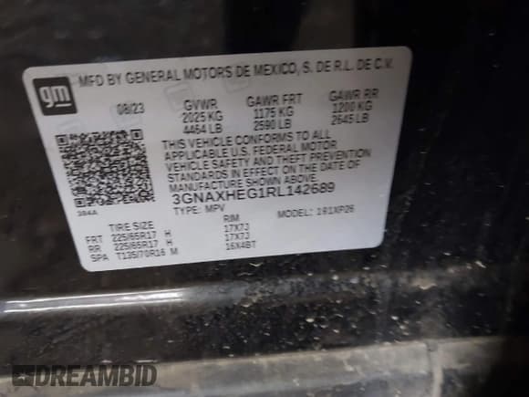 ✅ 2024 Chevrolet Equinox LS • VIN: 3GNAXHEG1RL142689 • Lot: 41797893. Listed on IAAI with 13,335 mi. Free auction sales archive from the USA and detailed vehicle history report at DreamBid. Image 9.