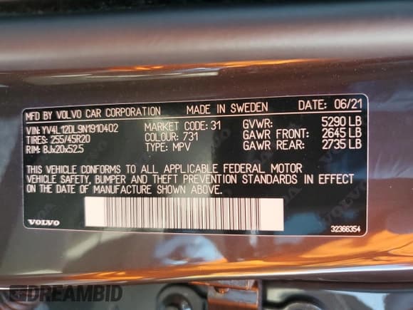 ✅ 2022 Volvo XC60 Inscription • VIN: YV4L12DL9N1910402 • Лот: 70438225. Опубликован ранее на Copart с пробегом Не указан. Бесплатный доступ к архиву аукционных продаж из США и подробный отчёт об истории автомобиля на DreamBid. Изображение 14.