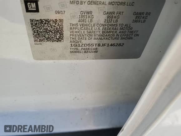 ✅ 2018 Chevrolet Malibu LT • VIN: 1G1ZD5ST8JF146282 • Lot: 90823455. Wystawiony na Copart z przebiegiem 154 356 mil mil. Skorzystaj z bezpłatnego archiwum sprzedaży aukcyjnych z USA i zobacz szczegółowy raport historii pojazdu na DreamBid. Zdjęcie 12.