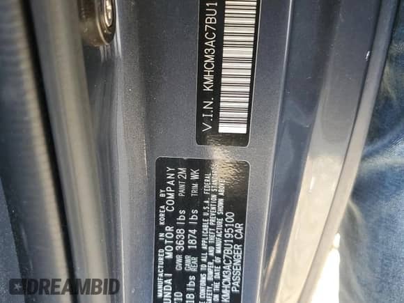 2011 Hyundai Accent GS z VIN KMHCM3AC7BU195100, wystawiony jako Copart lot #59660864 z przebiegiem 158 959 mil mil oraz Szkoda całkowita • Salvage title. Historia ofert i sprzedaży dostępna na DreamBid. Obrazek 12.