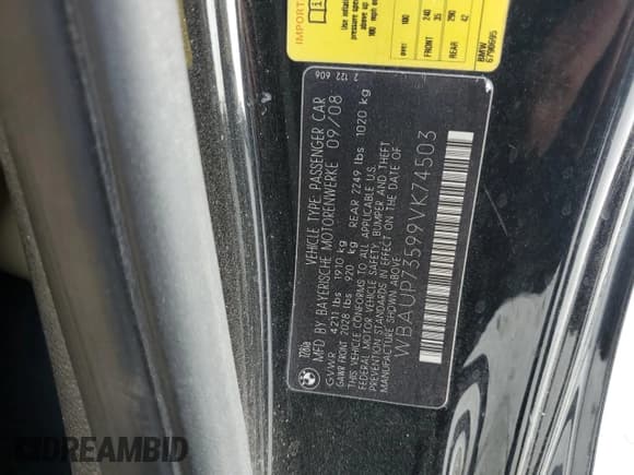 ✅ 2009 BMW 1 Series 128i • VIN: WBAUP73599VK74503 • Лот: 81090215. Опубликован ранее на Copart с пробегом 170 665 миль. Бесплатный доступ к архиву аукционных продаж из США и подробный отчёт об истории автомобиля на DreamBid. Изображение 12.