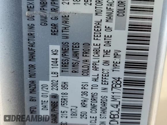 ✅ 2020 Mazda CX-30 Select • VIN: 3MVDMBCL4LM117684 • Lot: 49145864. Wystawiony na Copart z przebiegiem 90 452 mil. Bezpłatny archiwum sprzedaży aukcyjnych z USA i szczegółowy raport historii pojazdu na DreamBid. Zdjęcie 14.