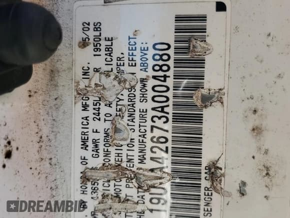 ✅ 2003 Acura CL Type S • VIN: 19UYA42673A004880 • Lot: 68119295. Listed on Copart with 256,825 mi. Free auction sales archive from the USA and detailed vehicle history report at DreamBid. Image 12.