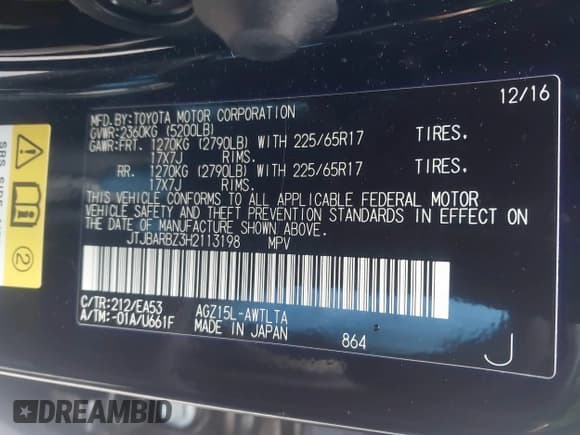 ✅ 2017 Lexus NX 200t • VIN: JTJBARBZ3H2113198 • Лот: 42223566. Опубликован ранее на IAAI с пробегом 27 339 миль. Бесплатный доступ к архиву аукционных продаж из США и подробный отчёт об истории автомобиля на DreamBid. Изображение 9.