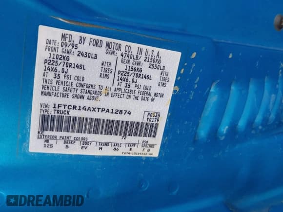 ✅ 1996 Ford Ranger XL • VIN: 1FTCR14AXTPA12874 • Lot: 43197893. Listed on IAAI with 203,651 mi. Free auction sales archive from the USA and detailed vehicle history report at DreamBid. Image 9.