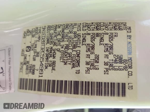 ✅ 2002 Nissan Xterra SE • VIN: 5N1ED28T32C554991 • Lot: 42006365. Listed on IAAI with 264,488 mi. Free auction sales archive from the USA and detailed vehicle history report at DreamBid. Image 9.