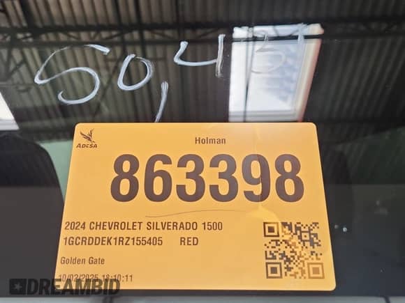 2024 Chevrolet Silverado 1500 LT с VIN 1GCRDDEK1RZ155405, выставлен на аукционе IAAI как лот 43635889 с пробегом 50 431 миль миль и . История ставок и продаж доступна на DreamBid. Изображение 12.