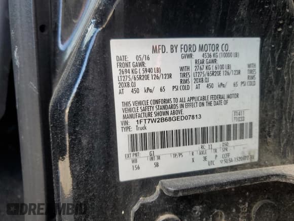 ✅ 2016 Ford F-250 Lariat • VIN: 1FT7W2B68GED07813 • Lot: 85824515. Listed on Copart with 207,988 mi. Free auction sales archive from the USA and detailed vehicle history report at DreamBid. Image 12.