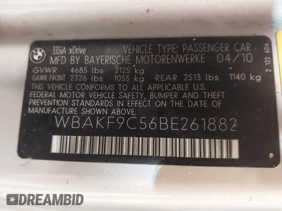 ✅ 2011 BMW 3 Series 335i xDrive • VIN: WBAKF9C56BE261882 • Лот: 42393269. Опубликован ранее на IAAI с пробегом 131 000 миль. Бесплатный доступ к архиву аукционных продаж из США и подробный отчёт об истории автомобиля на DreamBid. Изображение 9.