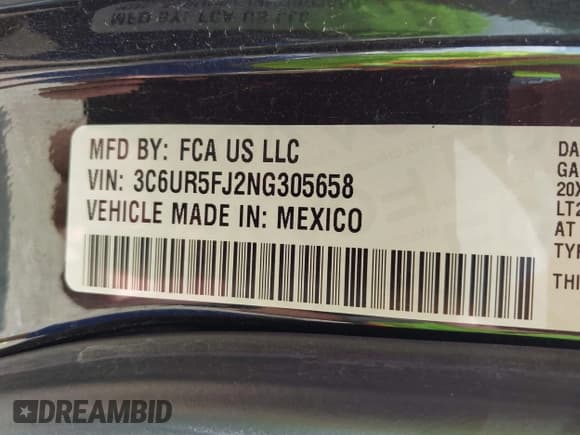 ✅ 2022 Ram 2500 Laramie • VIN: 3C6UR5FJ2NG305658 • Lot: 42362662. Listed on IAAI with 50,701 mi. Free auction sales archive from the USA and detailed vehicle history report at DreamBid. Image 9.