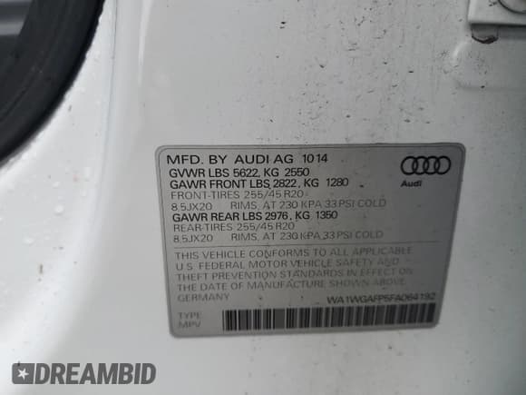 ✅ 2015 Audi Q5 Prestige • VIN: WA1WGAFP5FA064192 • Lot: 90215685. Wystawiony na Copart z przebiegiem 71 815 mil. Bezpłatny archiwum sprzedaży aukcyjnych z USA i szczegółowy raport historii pojazdu na DreamBid. Zdjęcie 12.