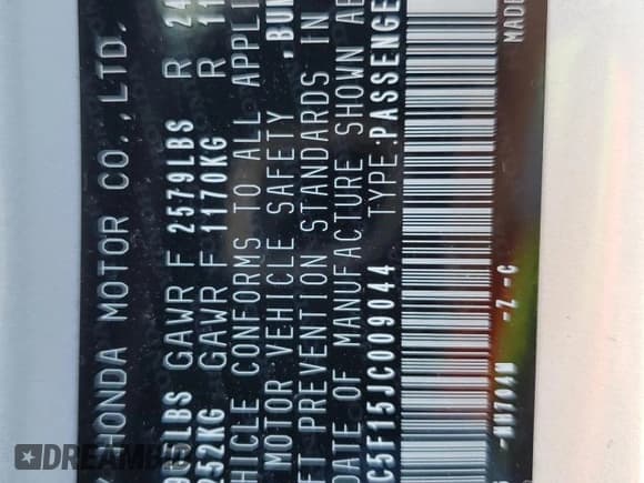 ✅ 2018 Honda Clarity • VIN: JHMZC5F15JC009044 • Lot: 45878643. Wystawiony na Copart z przebiegiem 61 009 mil. Bezpłatny archiwum sprzedaży aukcyjnych z USA i szczegółowy raport historii pojazdu na DreamBid. Zdjęcie 15.