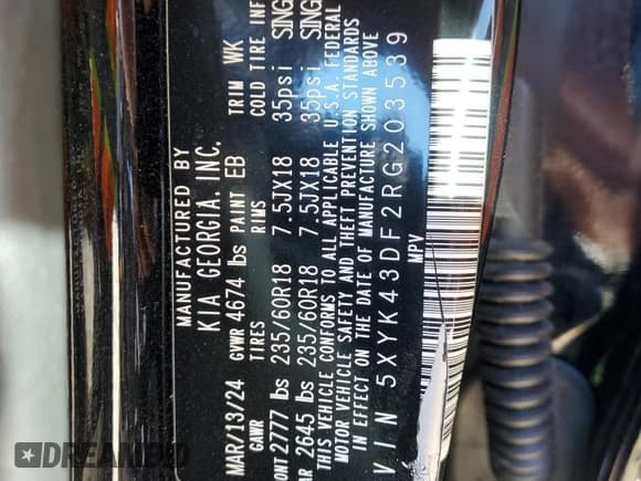 ✅ 2024 Kia Sportage SX • VIN: 5XYK43DF2RG203539 • Lot: 87409115. Wystawiony na Copart z przebiegiem 25 584 mil. Bezpłatny archiwum sprzedaży aukcyjnych z USA i szczegółowy raport historii pojazdu na DreamBid. Zdjęcie 13.