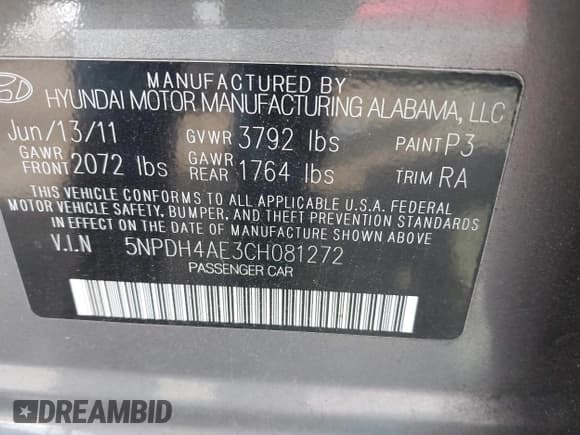 ✅ 2012 Hyundai Elantra GLS • VIN: 5NPDH4AE3CH081272 • Lot: 43624875. Listed on IAAI with 192,295 mi. Free auction sales archive from the USA and detailed vehicle history report at DreamBid. Image 9.