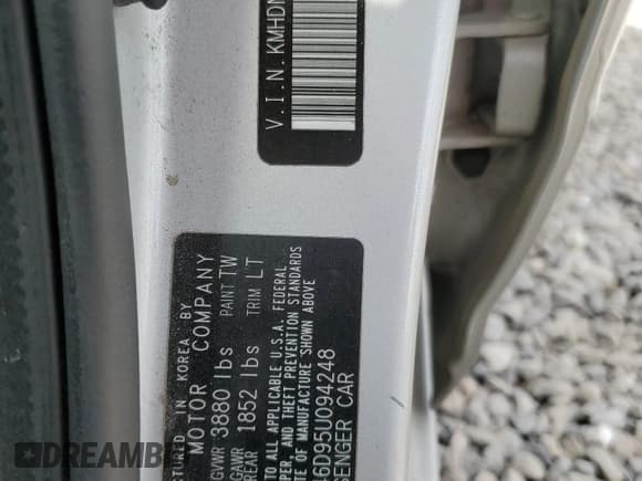 ✅ 2005 Hyundai Elantra GLS • VIN: KMHDN46D95U094248 • Lot: 69128995. Wystawiony na Copart z przebiegiem 258 190 mil. Bezpłatny archiwum sprzedaży aukcyjnych z USA i szczegółowy raport historii pojazdu na DreamBid. Zdjęcie 12.