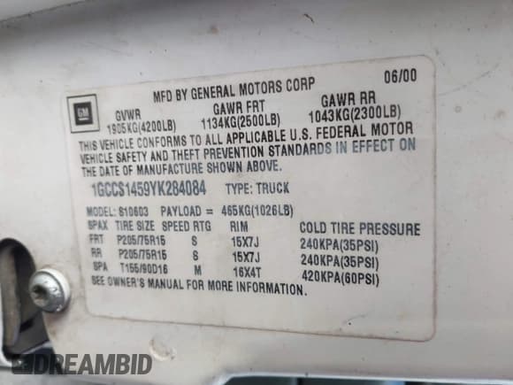 ✅ 2000 Chevrolet S-10 LS • VIN: 1GCCS1459YK284084 • Лот: 41264083. Опубликован ранее на IAAI с пробегом 218 911 миль. Бесплатный доступ к архиву аукционных продаж из США и подробный отчёт об истории автомобиля на DreamBid. Изображение 9.