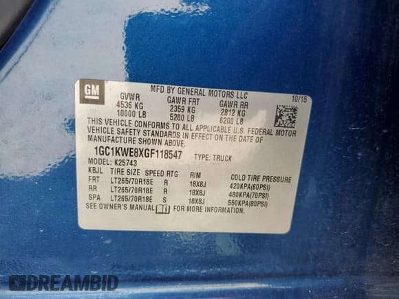 ✅ 2016 Chevrolet Silverado 2500HD LTZ • VIN: 1GC1KWE8XGF118547 • Лот: 82469365. Опубликован ранее на Copart с пробегом 165 040 миль. Бесплатный доступ к архиву аукционных продаж из США и подробный отчёт об истории автомобиля на DreamBid. Изображение 12.