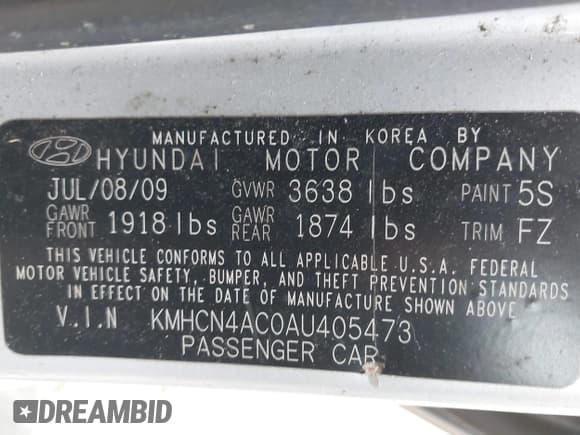 ✅ 2010 Hyundai Accent GLS • VIN: KMHCN4AC0AU405473 • Lot: 42973032. Listed on IAAI with 121,684 mi. Free auction sales archive from the USA and detailed vehicle history report at DreamBid. Image 9.