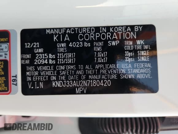 ✅ 2022 Kia Soul EX • VIN: KNDJ33AU2N7180420 • Лот: 89509295. Опубликован ранее на Copart с пробегом 27 655 миль. Бесплатный доступ к архиву аукционных продаж из США и подробный отчёт об истории автомобиля на DreamBid. Изображение 12.