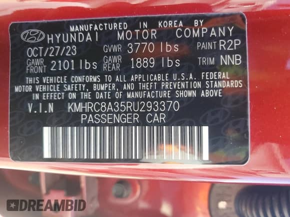 2024 Hyundai Venue SEL с VIN KMHRC8A35RU293370, выставлен на аукционе Copart как лот 67741124 с пробегом 2 222 миль миль и Списание • Salvage title. История ставок и продаж доступна на DreamBid. Изображение 14.