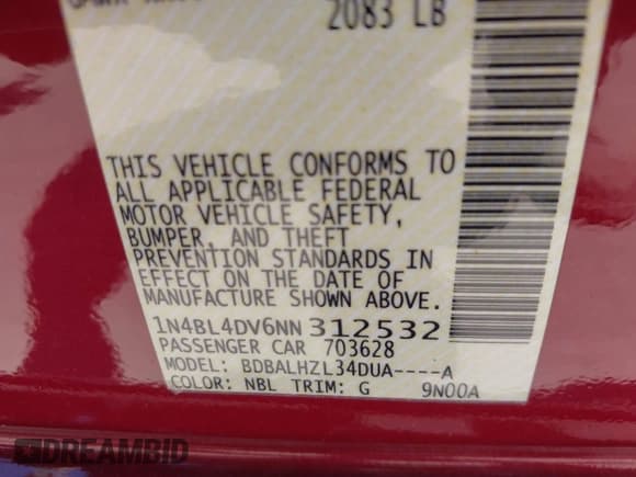 ✅ 2022 Nissan Altima SV • VIN: 1N4BL4DV6NN312532 • Lot: 39991411. Wystawiony na IAAI z przebiegiem 24 310 mil. Bezpłatny archiwum sprzedaży aukcyjnych z USA i szczegółowy raport historii pojazdu na DreamBid. Zdjęcie 9.