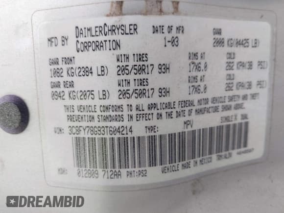✅ 2003 Chrysler PT Cruiser GT • VIN: 3C8FY78G93T604214 • Lot: 42628261. Wystawiony na IAAI z przebiegiem 165 247 mil. Bezpłatny archiwum sprzedaży aukcyjnych z USA i szczegółowy raport historii pojazdu na DreamBid. Zdjęcie 9.